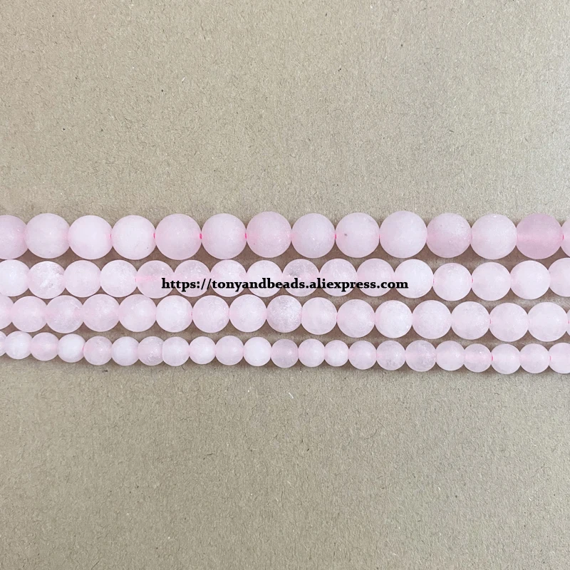 Natural Stone Matte Pink Rose Quartz Round Loose Beads 15\