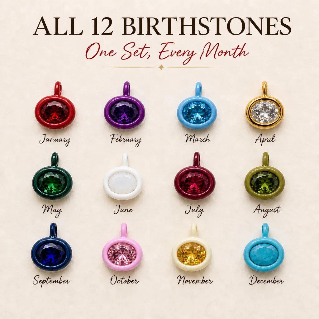 2026 New Trends 12 Months Zircon Pendant DIY Colorful Series Brass 14K Gold Plated Festivity Gift