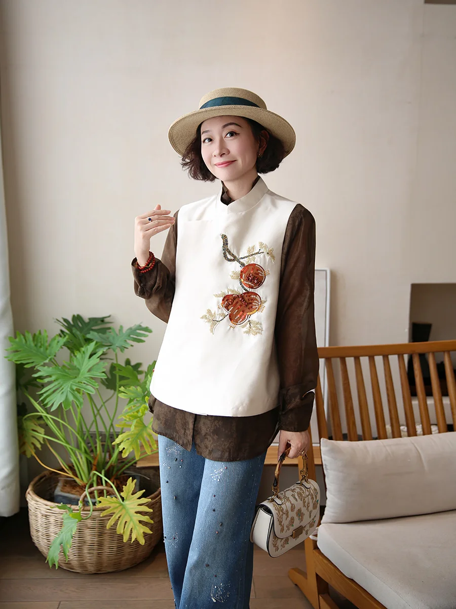 

Ele Embroidered Woolen Vest Women's Faionable Svel Versatile Spring New Chinese Sle Comfortable Fit by Xianzi