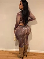 Weird Puss Letter Snake Print Tracksuit 2-Piece Set Women Patchwork Zip Jacket+Pants Matching Casual Stretch Streetwear Outfits 3