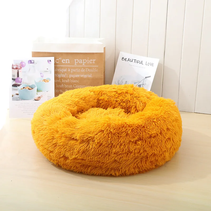 Ronde kattenbedden Huis Zacht lang pluche bed voor honden Mand Huisdierproducten Kussen Kattenbed Kattenmat Slaapbank, Geschikt voor de winter
