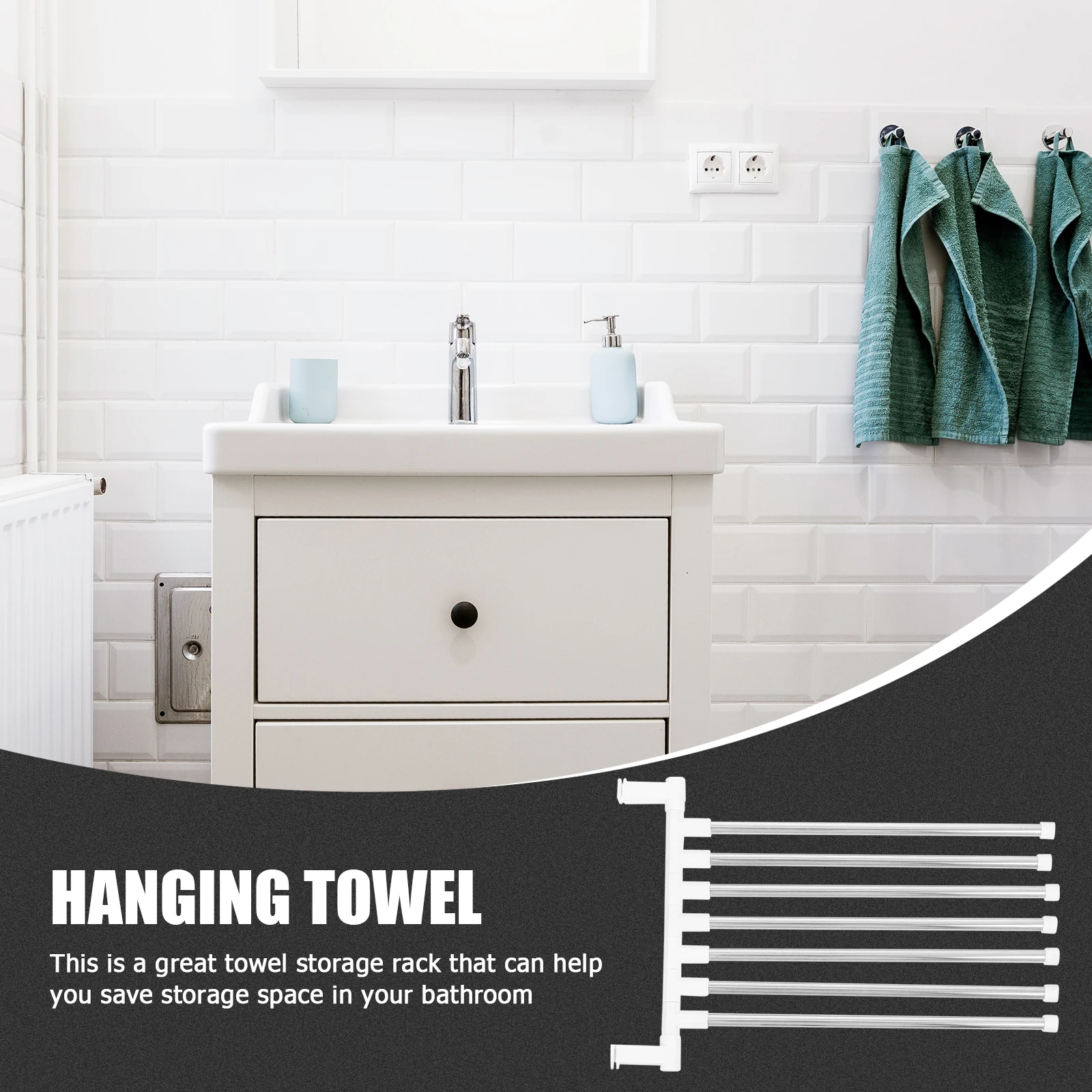 

Wall Mountable Towel Rack Stainless Steel Rotating Hanger Storage Shelf Nail Free Bathroom Hardware Kitchen Bathrooms ganizer