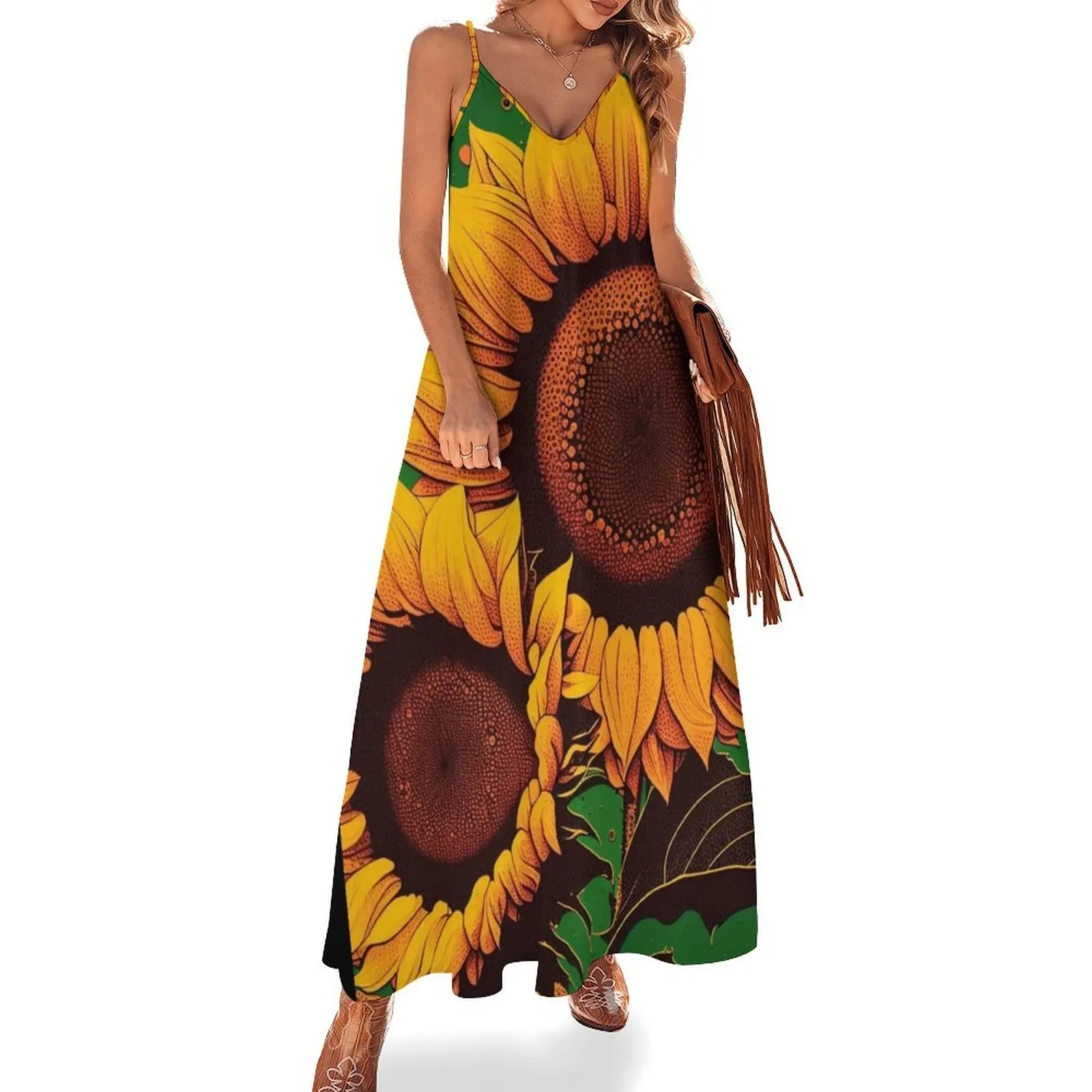 

Sunflowers! Sleeveless Dress elegant women's dresses sale Summer women's clothing summer clothes