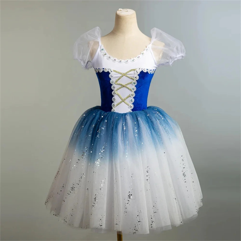 

New Children Ballet Dress Competition Giselle Long Dress Professional Ballet Costume Long Tulle Leotards For Girls Tutu Skirt