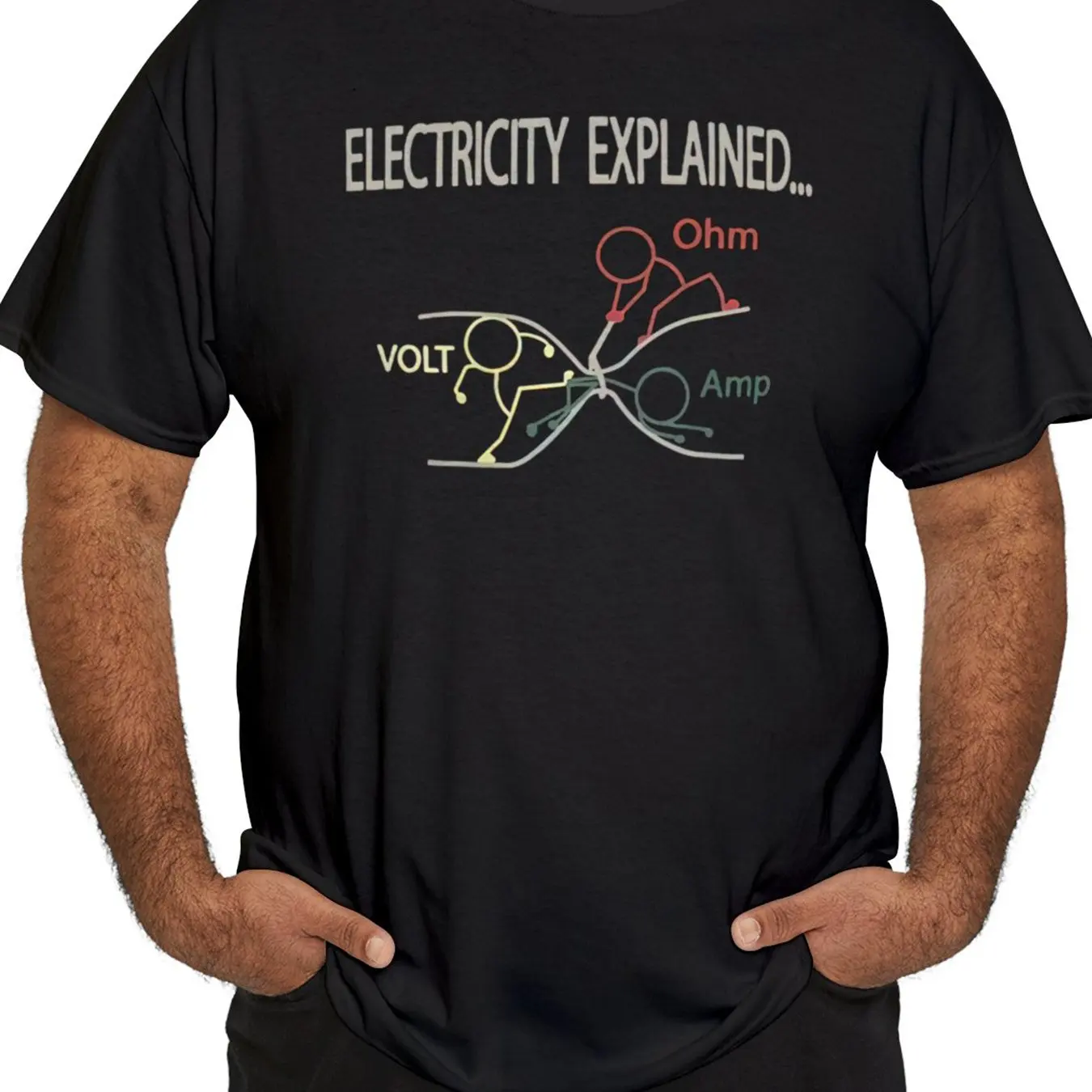 Men Circuit Graphic T-shirt with Science Themed Ohm Law Design Casual Science Lover Clothing Comfortable Men Clothing S-5XL