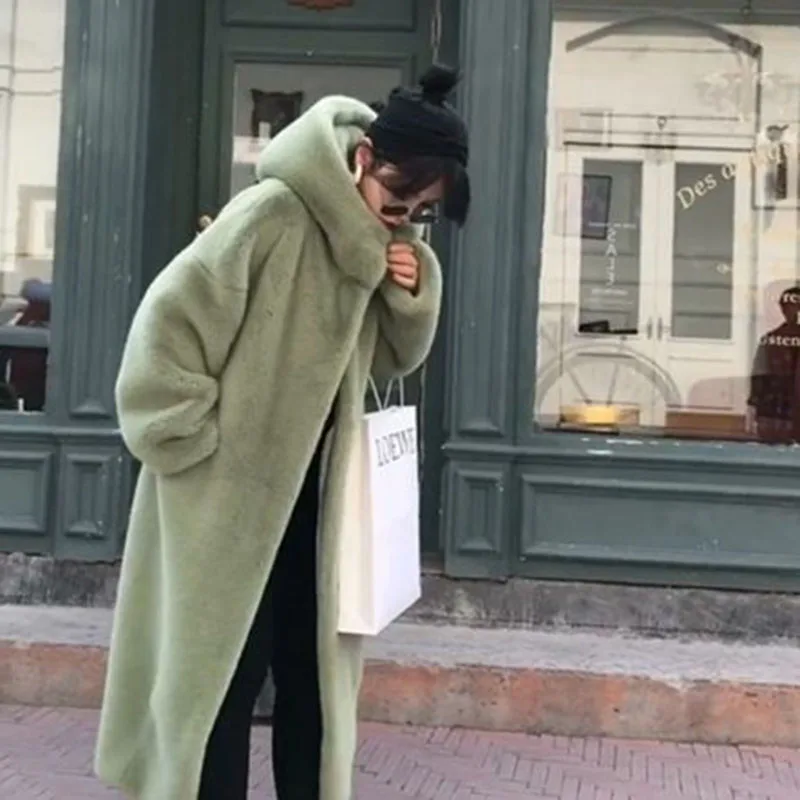 Voor Jas Imitatie Rex Konijnenbont Vrouwen Vossenbontjas H462 2025 Nieuwe Winter Warme Bontjas Met Capuchon Faux Temperament Elegantie Vrouwen