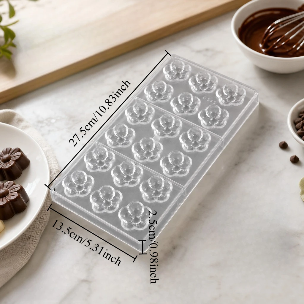 18‑Cavity Flower Shape Clear Hard Plastic Mould, Food‑Grade DIY Baking Tool for Chocolate Jelly Candy Ice view 3