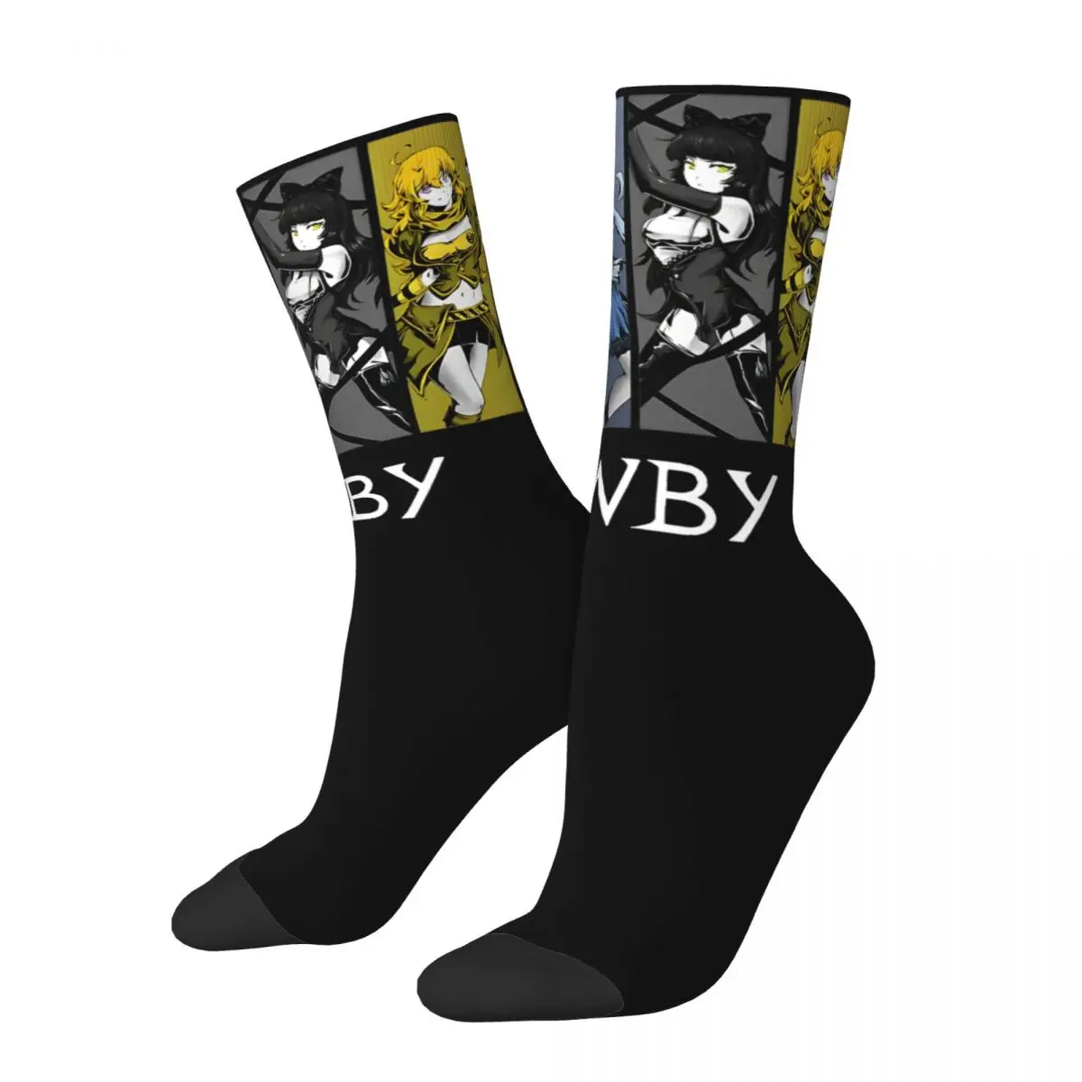 

Four Characters RWBYs Anime Theme Design Crew Socks Merch for Men Compression Dress Socks