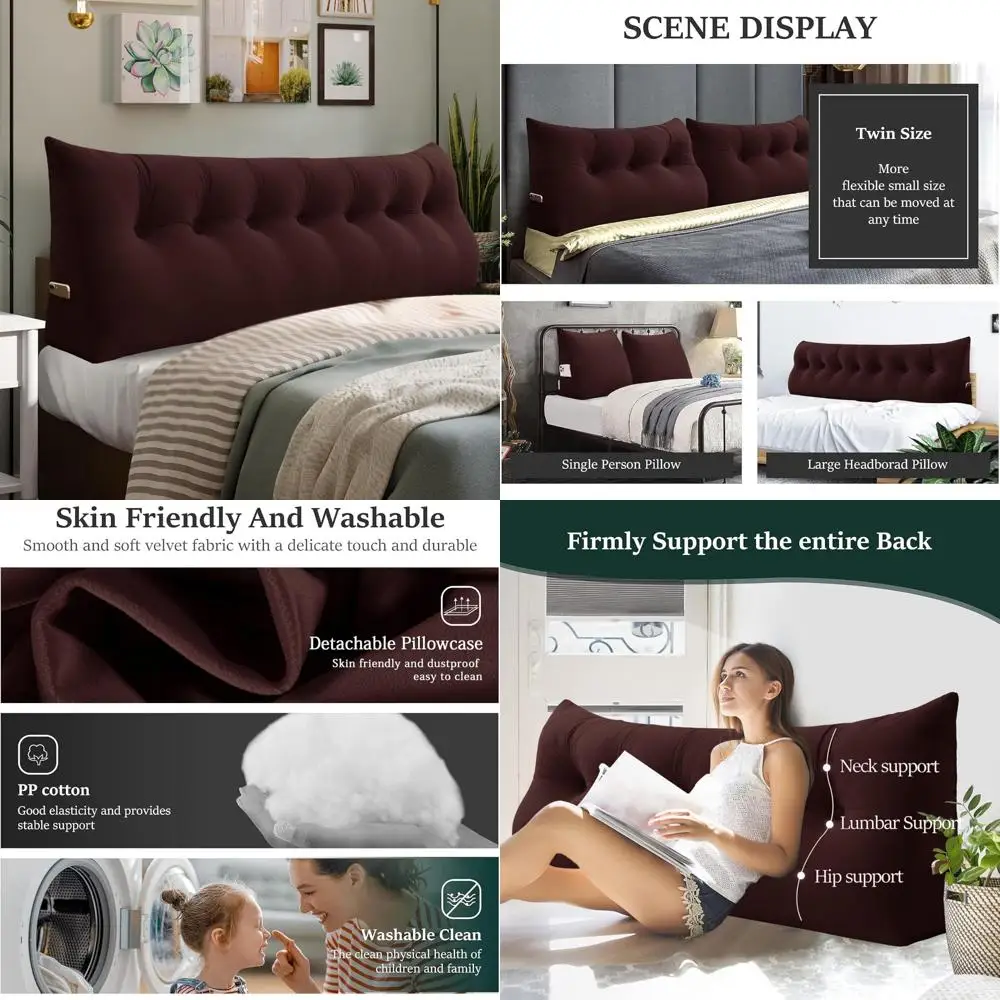 

Ergonomic College Dorm Bed Wedge Pillow for Reading and Back Support - Lumbar Support Pillow for Comfortable Sitting