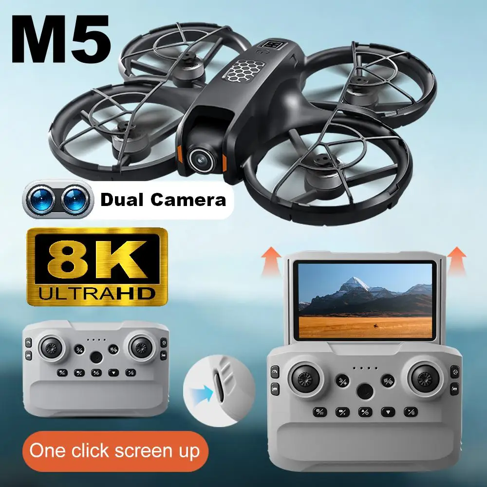 New M5 Mini Drone 8k Profesional HD Camera Obstacle Avoidance Aerial Photography Optical flow localization Six-axi Gyro Aircraft