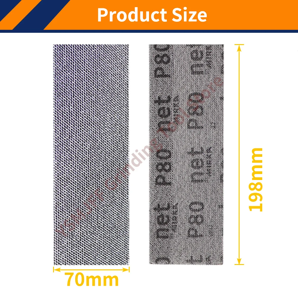 20PCS 70x198mm Mesh Abrasive Dust Free Sanding Discs Hook & Loop Anti-Blocking Net Sandpaper 80-240 Grit for Car Drywall Metal