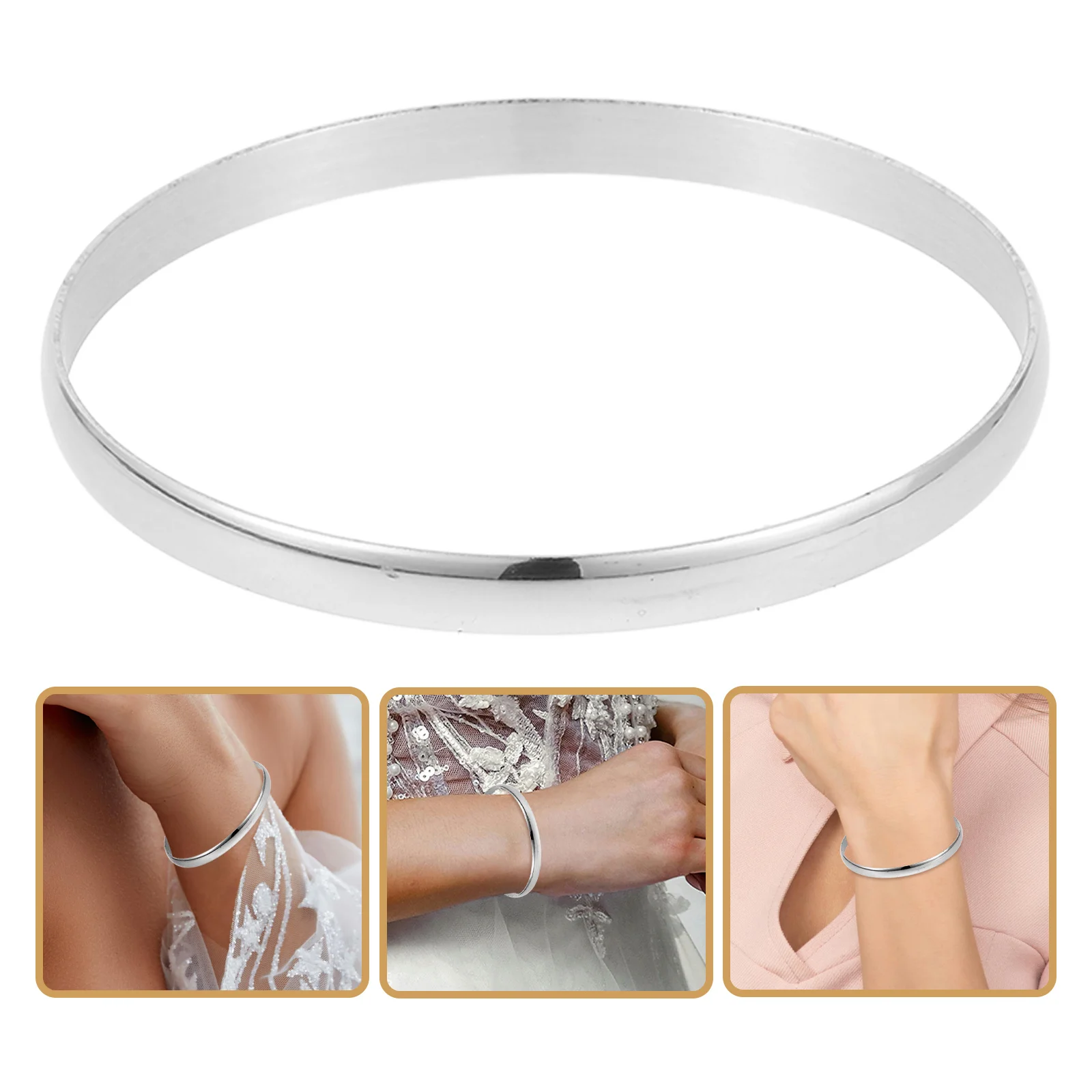 

Stainless Steel Wrist Bracelet Simple Bangle Unisex Lightweight Smooth Skin-Friendly Fashion Accessory For Men Women Minimalist