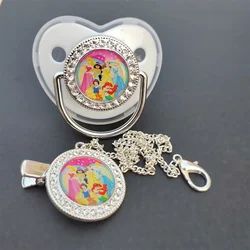 [1 conjunto] disney princesas minnie mouse bling suporte de cristal para chupeta silicone chupetas recém-nascidos conjunto bpa livre presente do chuveiro do bebê