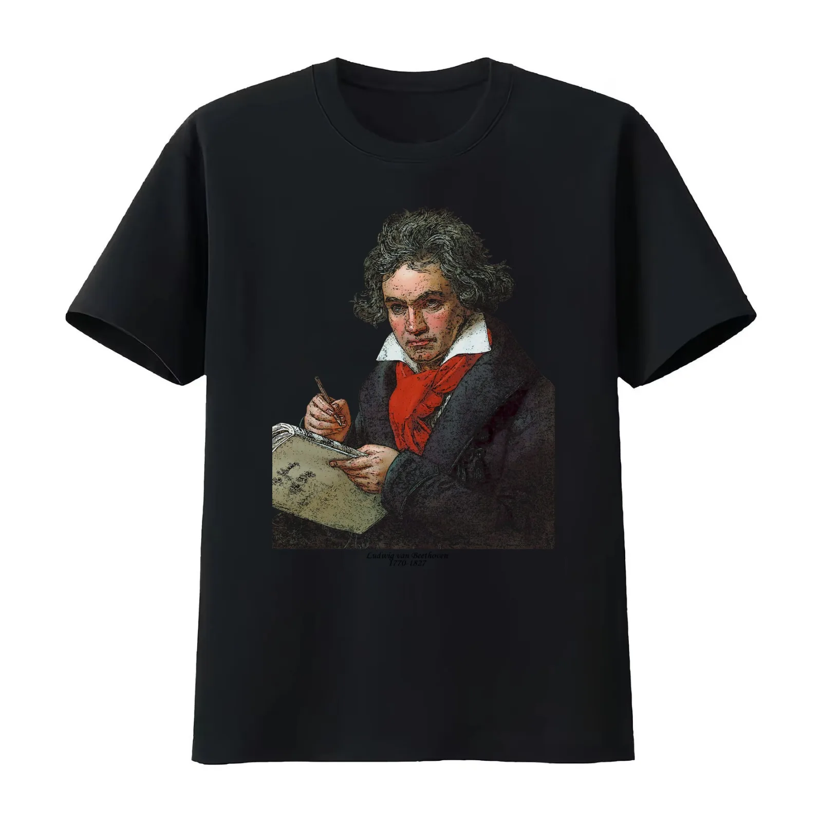 Ludwig van Beethoven Grunge T-Shirt Summer Casual Cotton Tee Oversized Streetwear Tops Vintage Graphic Print 100% Cotton