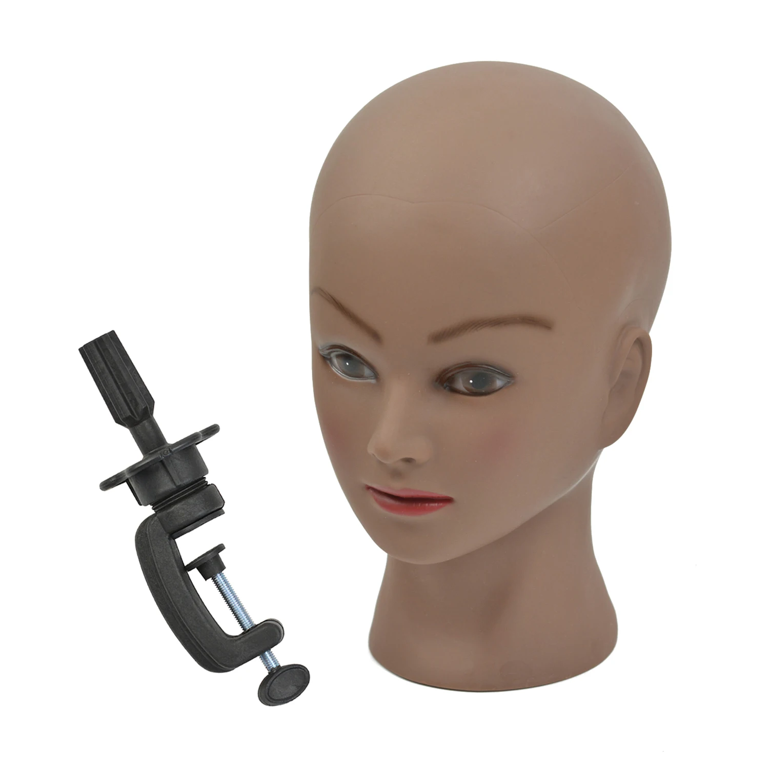 1 Pc Bald Mannequin Head with Clamp Stand Wig Making Head Professional Cosmetology Doll Head for Wig Making Displaying