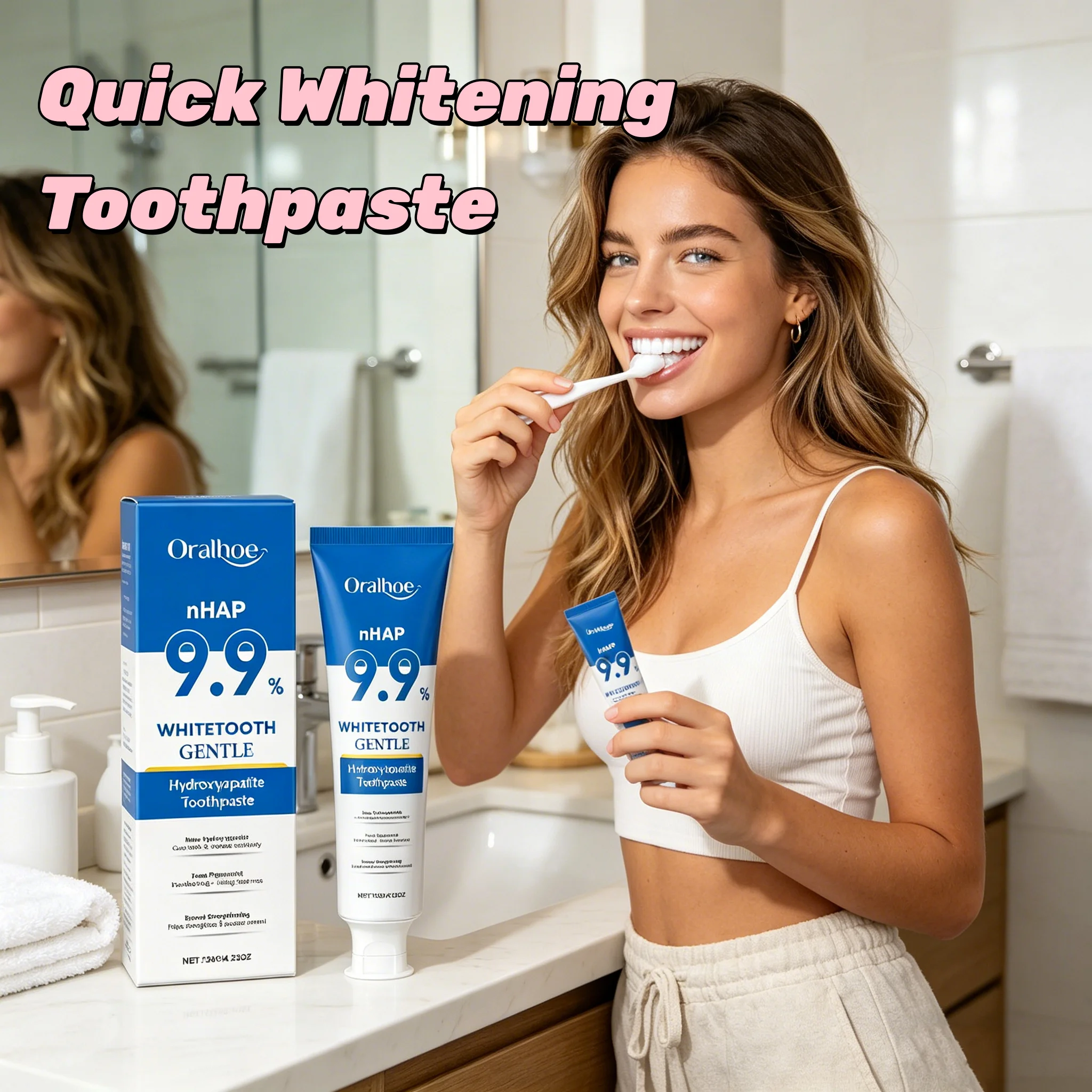Pasta Dental Blanqueadora Oralhoe Mint, Aliento Fresco, Elimina la Suciedad, Suaviza las Encías, Limpia la Cavidad Bucal, Reduce el Mal Olor, Cuidado Dental