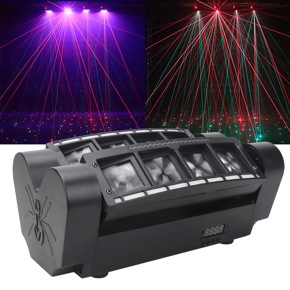 

LED 8X3W RGBW Spider Moving Head Light 3IN1 LED Effect Strip Strobe Light DMX Control Dj Laser Light for Disco Home Party Stage