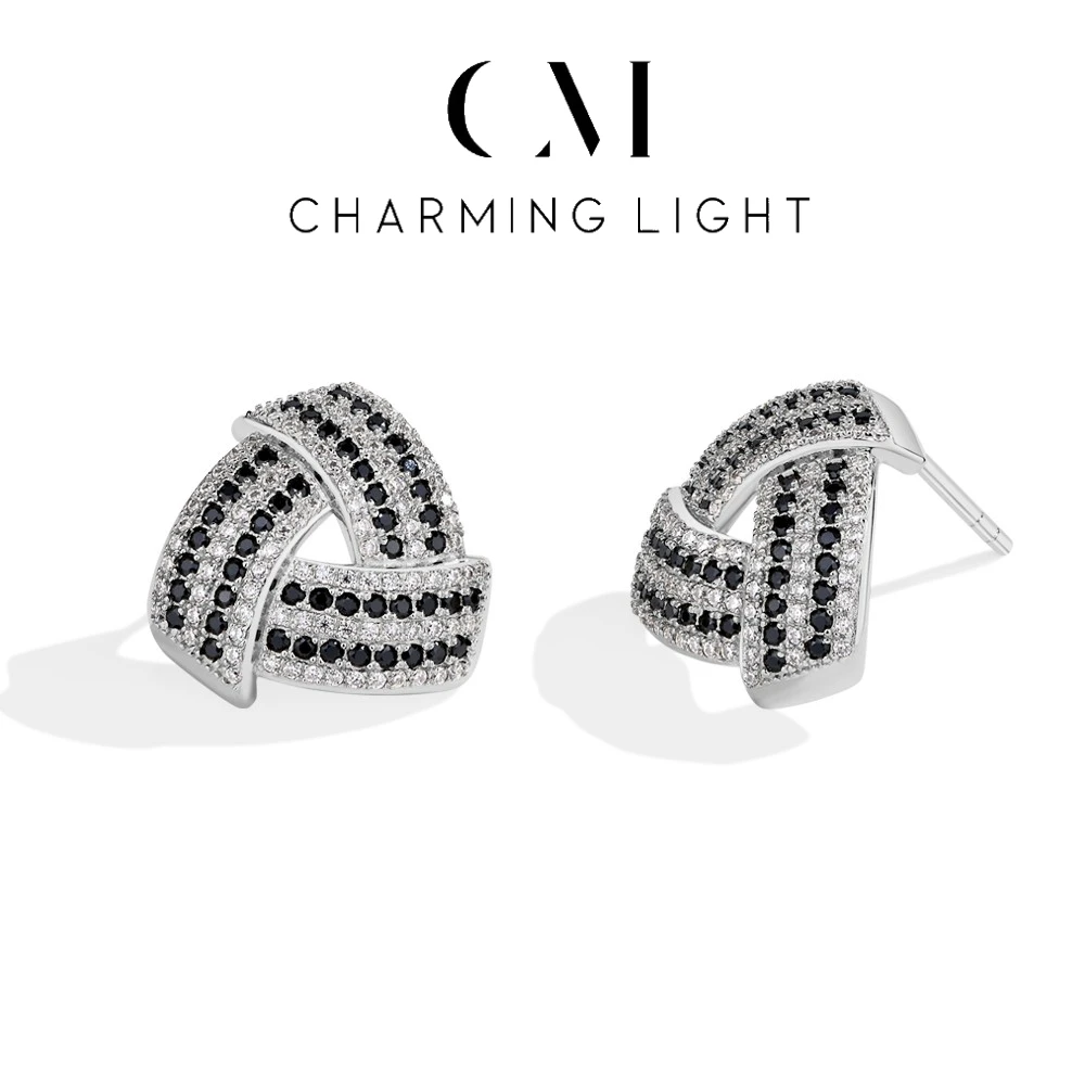 CHARMING Design Triangle Moissanite Diamond Stud Earring 925 Sterling Silver For Women 18K Gold Plated Fashion Fine Jewelry Gift