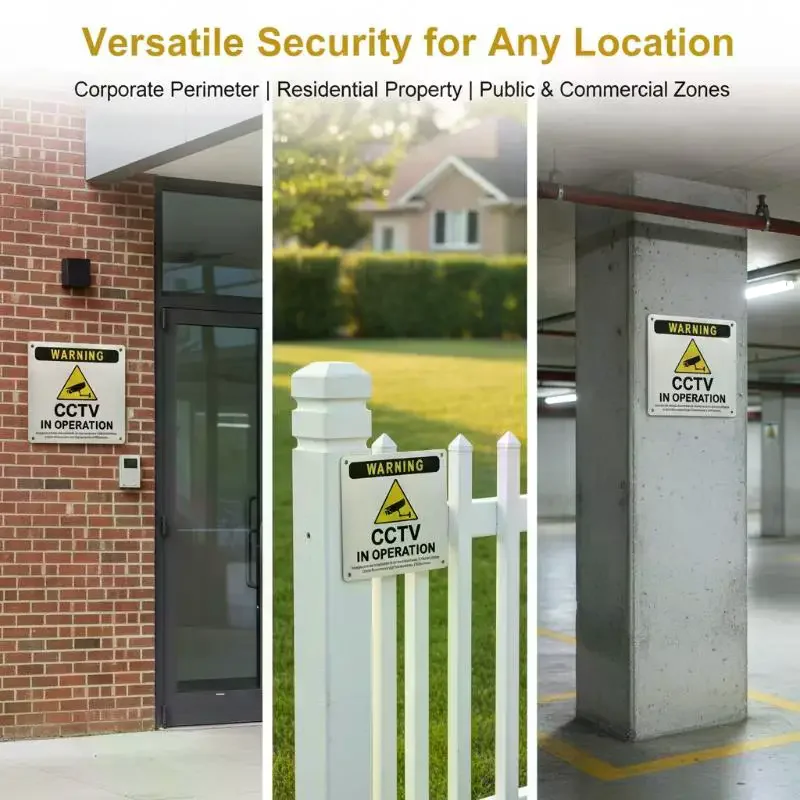 Aluminum Alloy CCTV Signage Warning Board 24 Hours Video Surveillance Metal Warning Signs Metal Surveillance Warning Signs