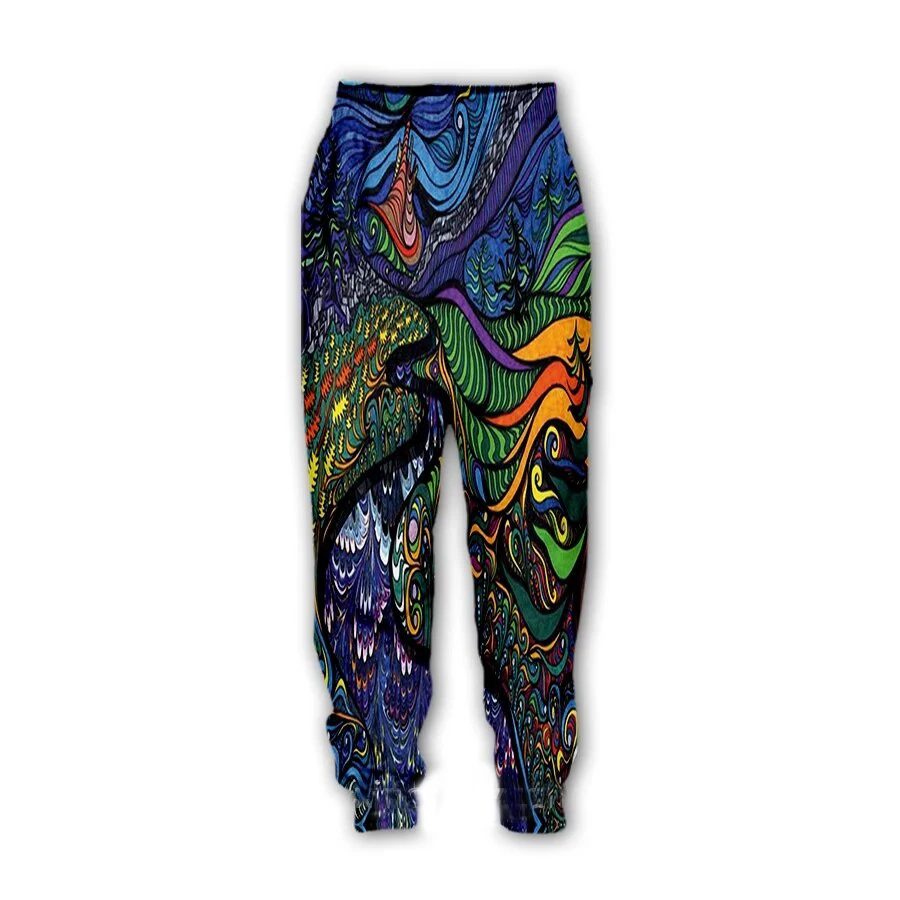 Herrenmode Herbst Sporthose psychedelische Kunst 3D-gedruckte Hose neutrale Straße lässig gerade Bein Jogginghose Q0156