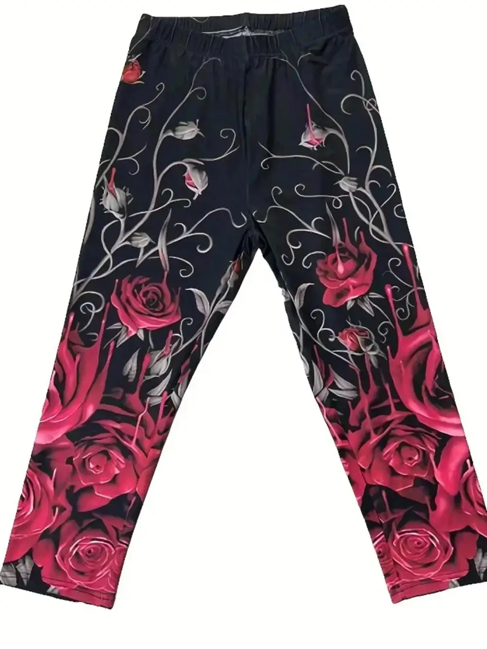 Plus Size 1XL-5XL Women\'s Fashion Home Leggings Women\'s Yoga Pants Floral Print Casual Seven-quarter Leggings