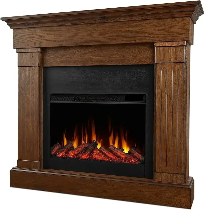 Crawford Fireplace, Real Flame, Chestnut Oak, 8020E