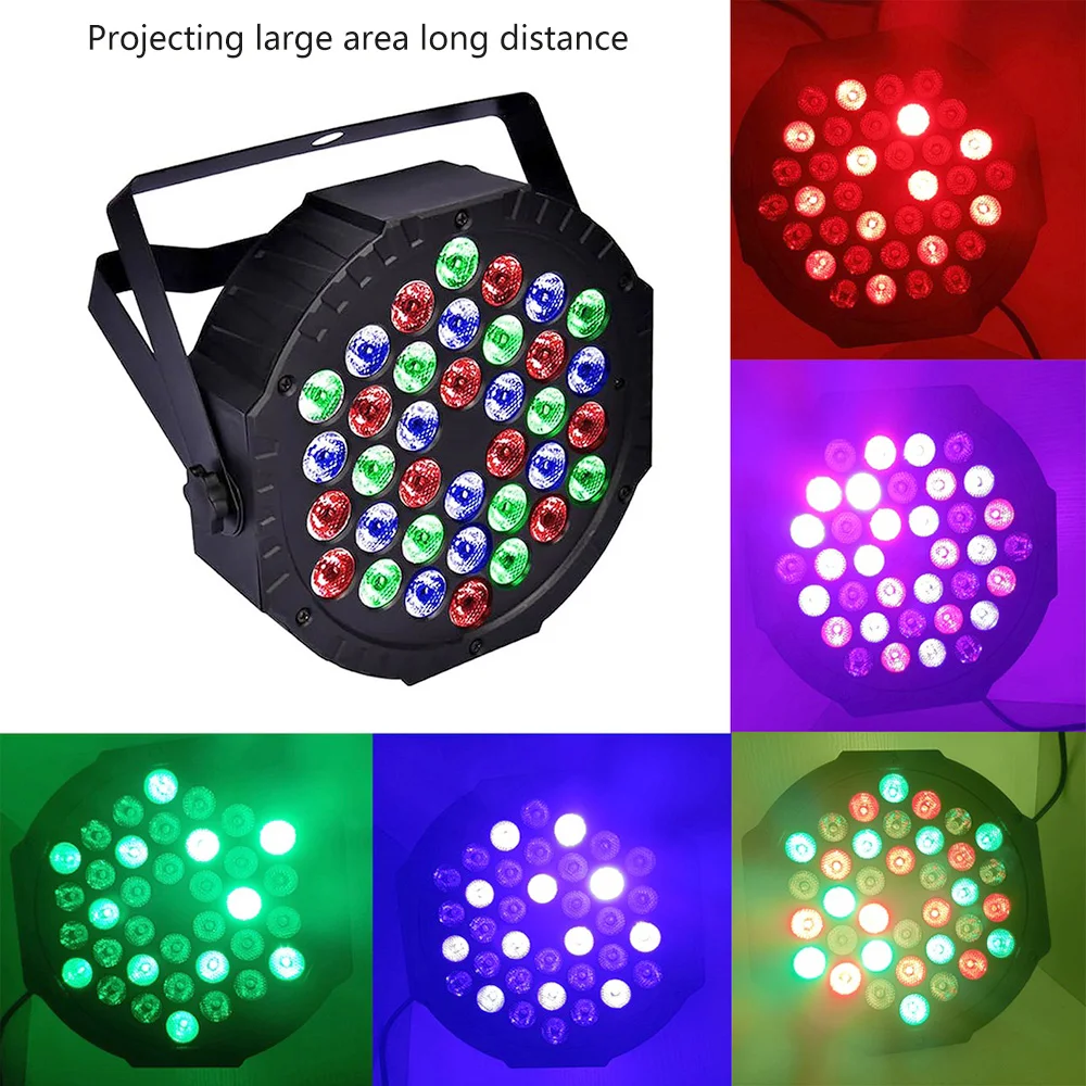 36 LED Stage Full Color Flat Par Lighting DJ Disco KTV Par Lamp DMX 512 Strobe Lighting Effect for Christmas Bar Club Wedding