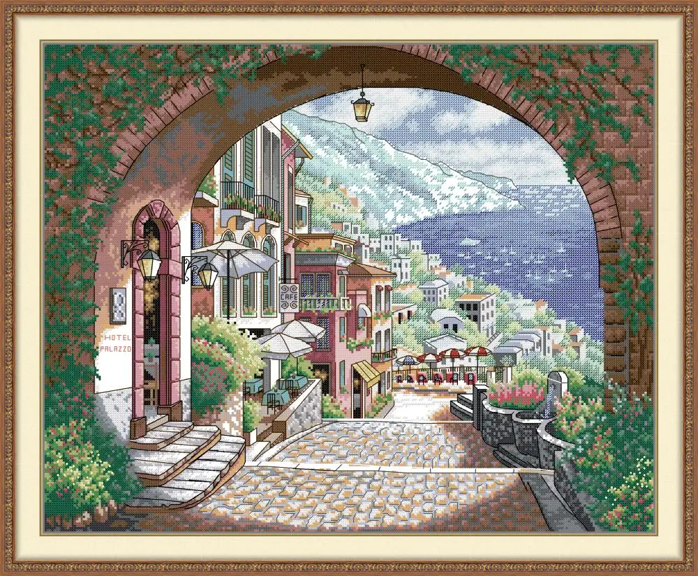 

Seaside City 2 набор для вышивки крестом Aida 14ct 11ct графический принт холст вышивки крестиком рукоделие вышивка DIY ручная работа