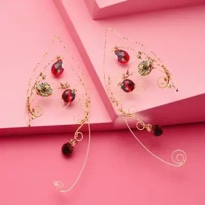 

AOKWAWALIY 1 Pair Non Piercing Fairy Earrings for Women Cosplay Renaissance Ear Accessories