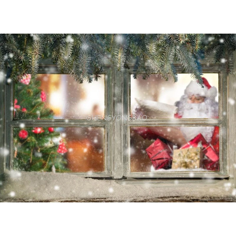ZHISUXI Vinyl Custom Christmas day Photography Backdrops Prop Christmas gift Windows theme Photo Studio Background 20924XTW-05 image 4