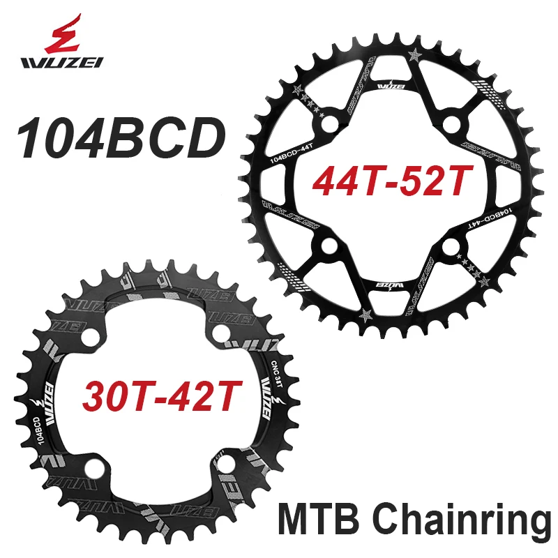 Wuzei 104BCD MTB Chainring Narrow Wide 104 BCD Crown Mountain Bike Sprocket 30 32 34 36 38 40T Bicycle Star Bike Chainwheel