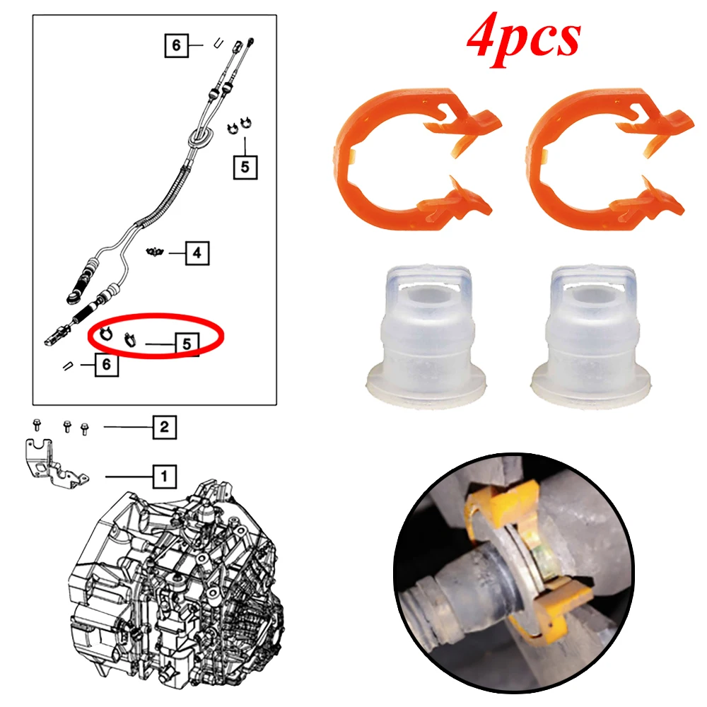 4Pcs  Retainer Clip For Dodge Caliber Transfer Case Shift Cable Fastener AT Gearbox Shifter Linkage Repair Kit Replacement Part