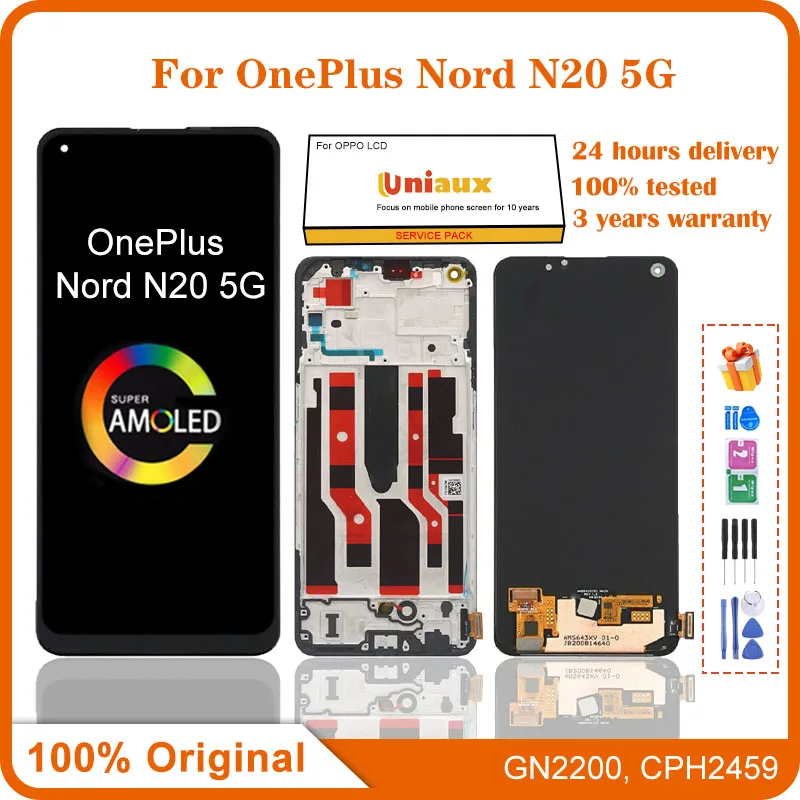 

6.43'' Original AMOLED For Oneplus Nord N20 5G LCD GN2200 CPH2459 Display Touch Screen Digitizer Assembly