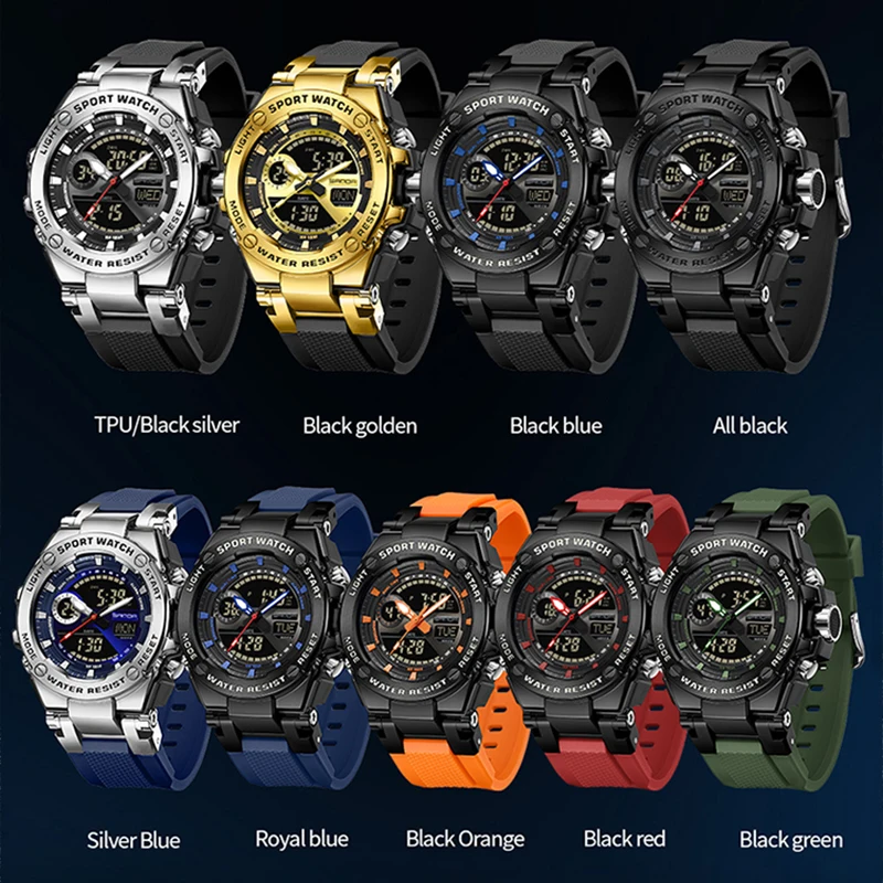 SANDA New G Style Men Watch LED Electronic Military Countdown Multifunctional Outdoor Sports Waterproof Men\'s Quartz Wristwatch