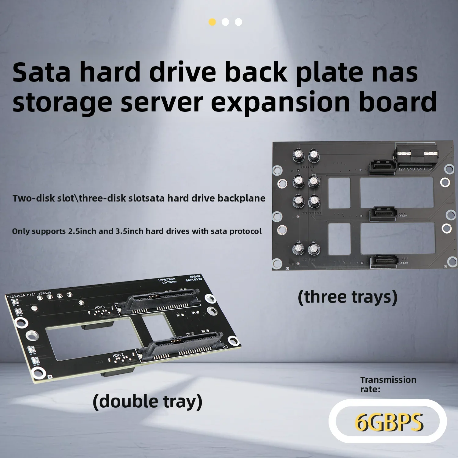 SATA Hard Disk Drive Backplane Nas Storage Card Server Expansion Card 6Gbps SATA to 3 *Disk Dual SSD HDD Adapter 4D Power Supply