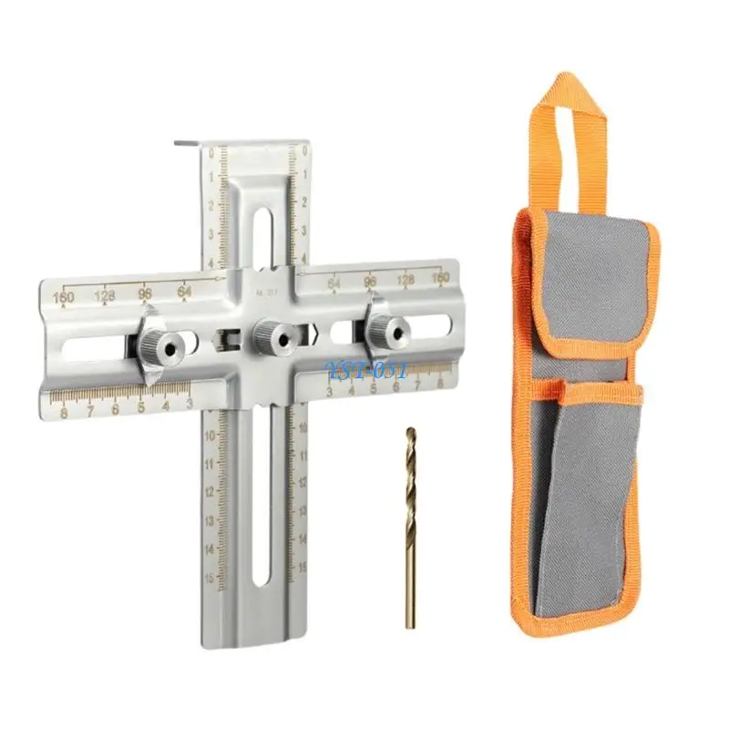 E15A Universal Hole Marker Mounting Jig For Installing Handles On Furniture And Woodworking Projects With 4Mm Drill Bit Guide