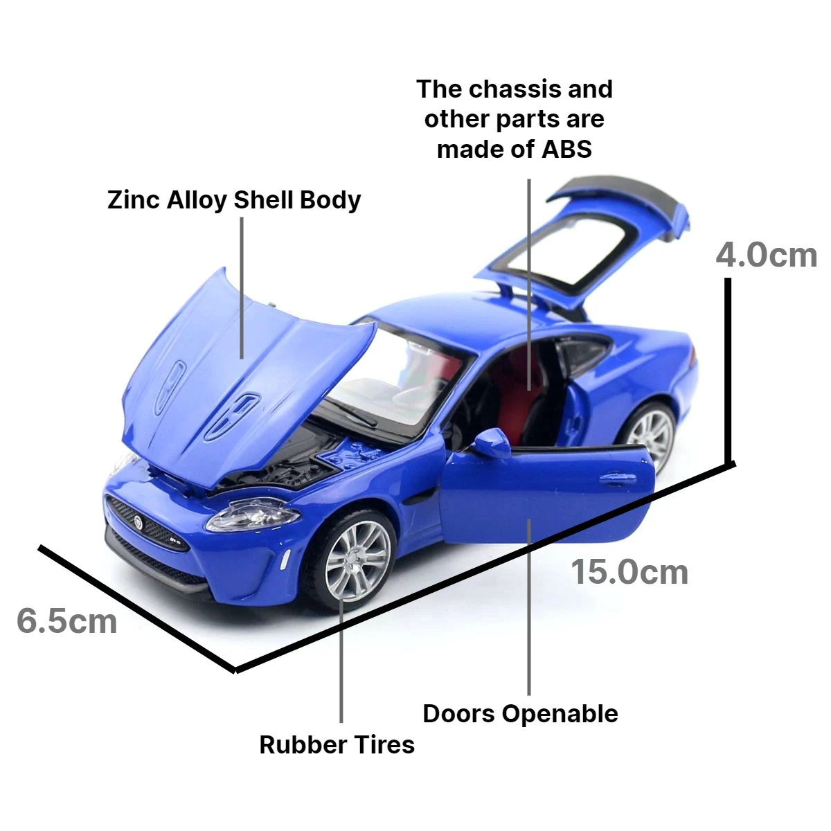 1/32 Jaguar XKR-S Diecast Alloy Metal Miniature 1:32 Toy Car Model Pull Back Doors Openable Collection Gift for Boy Kid Children