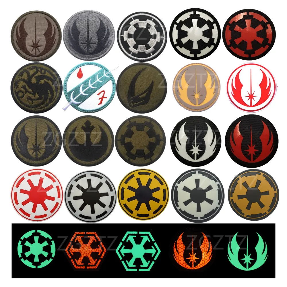 3D PVC Planet Jedi Order The Mandalore Bounty Hunter Boba Fett Emblem Embroidered Armband Reflective Luminous Sticker Patches