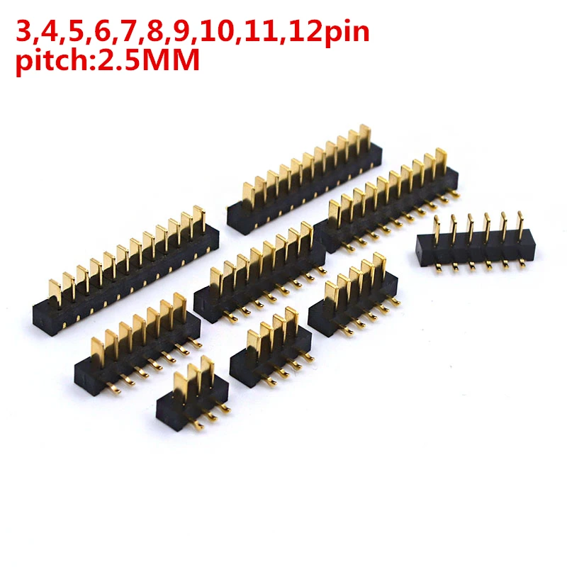 10X Inner Battery Connector 3 4 5 6 7 8 9 10 11 12Pin  Male Header Battery Connector Pitch 2.5mm  Right Angle Through Holes PCB