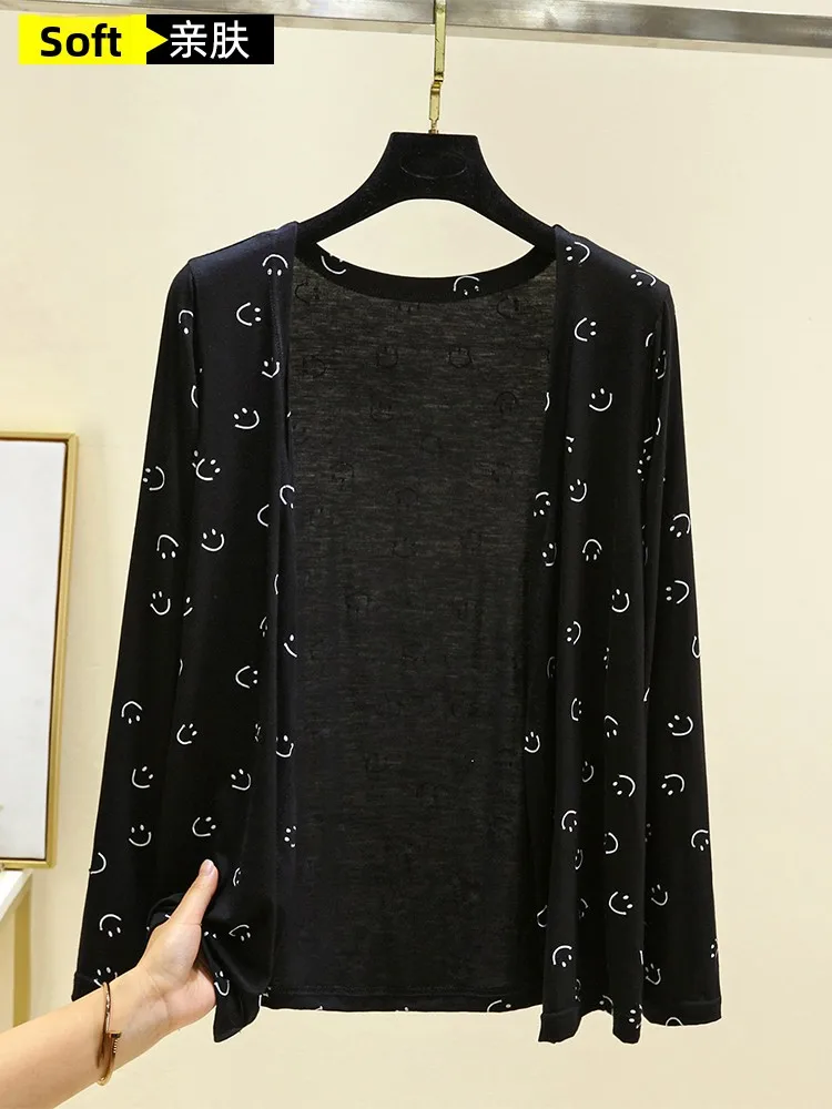 Cardigan ouvert en Modal pour femmes, ample, vêtements d'extérieur fins, décontracté, grande taille, ort Jaet, paresseux, climatiseur irt, été