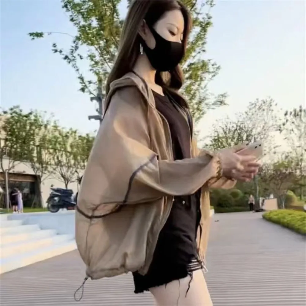 Chaqueta de manga larga para verano, traje de protección solar resistente a los rayos UV, transpirable y suelto, Color sólido