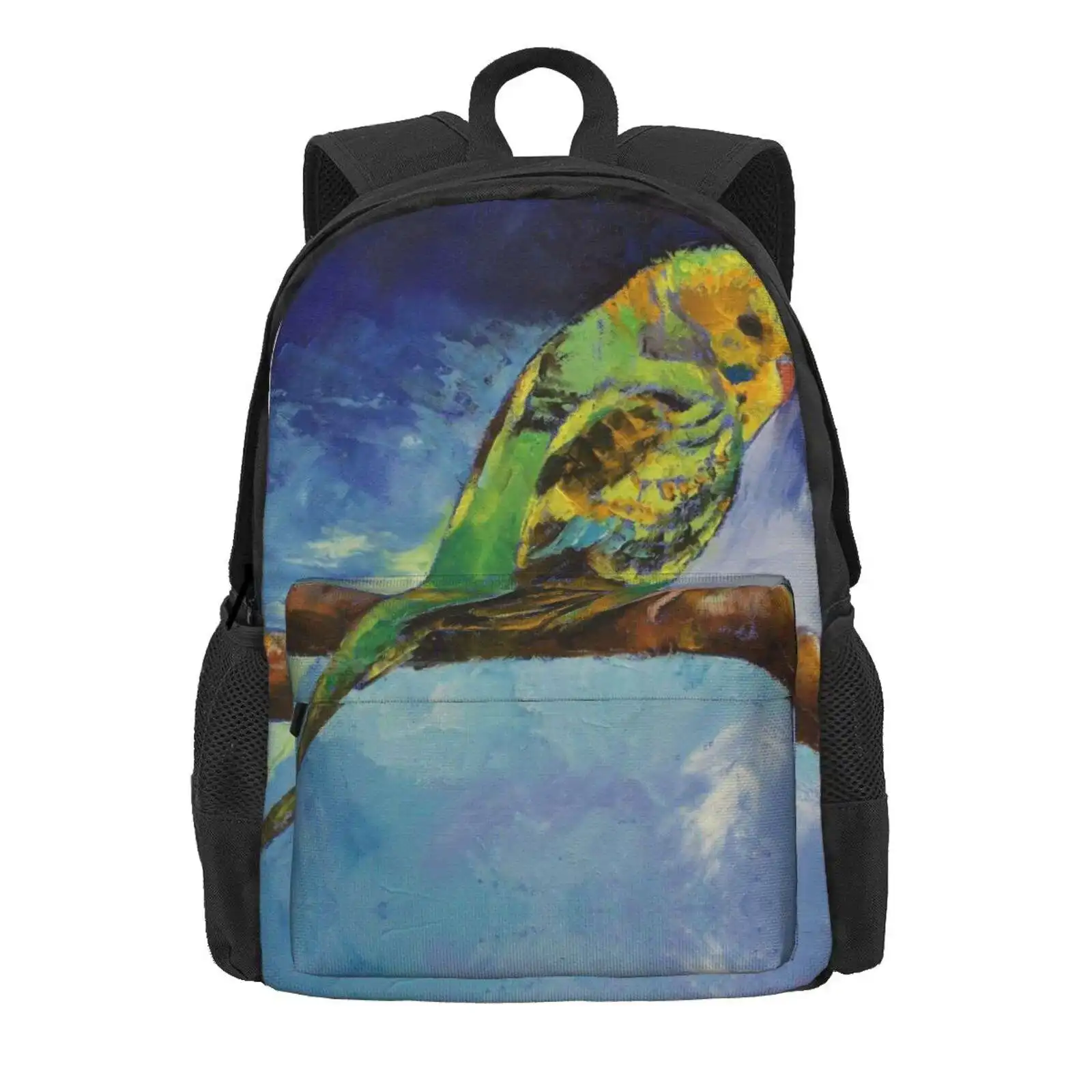 Wild Parakeet Hot Sale Schoolbag Backpack Fashion Bags Michael Oil Painting Parakeet Parrot Perico Perruche Sittich Budgies