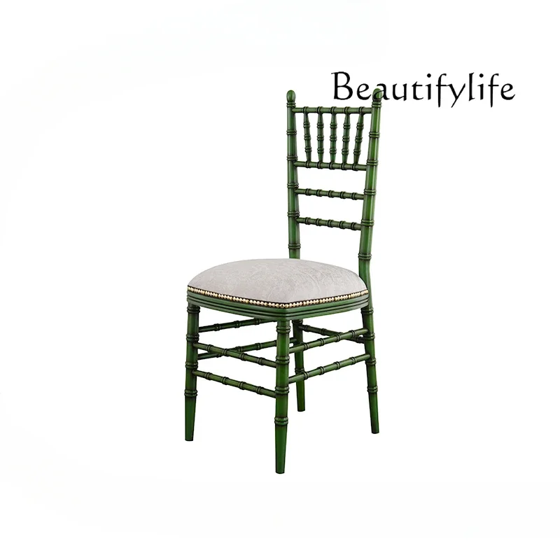 X35 Medieval French Casual Fabric Solid Wood High Back Chair Retro Dining Chair Can Be Customized All Solid Wood