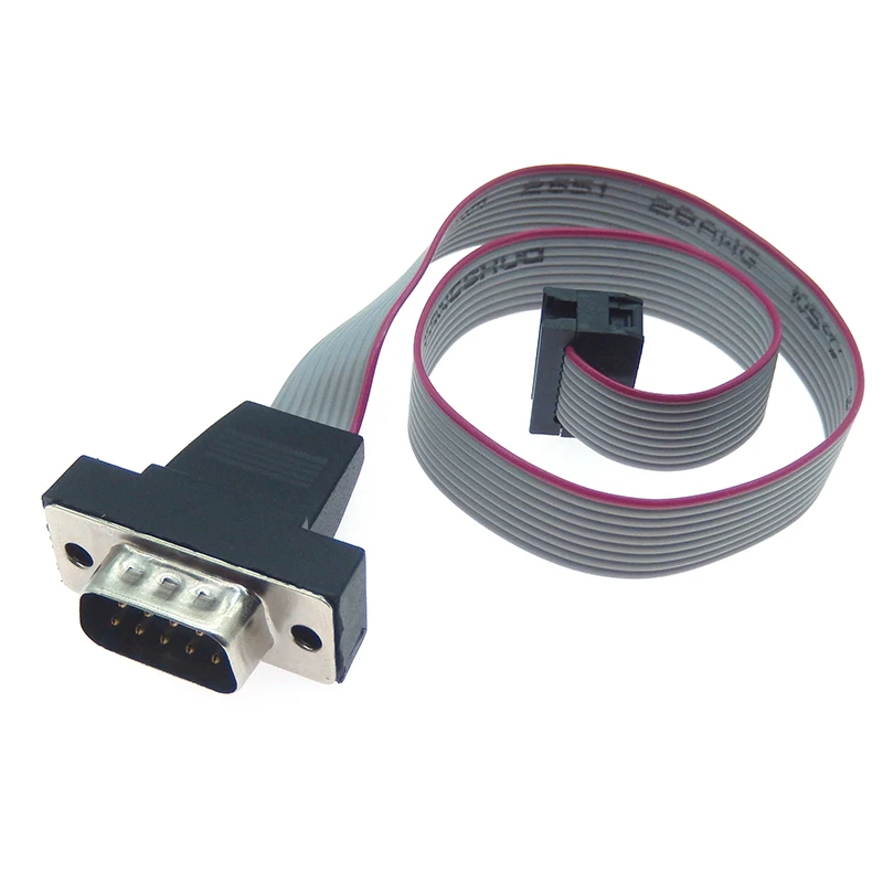 2PCS 30CM DB9 MALE to FC-10P FEMALE CABLE rs232 serial port connector to 2.54MM FEMALE PLUG adapter Extension Cable