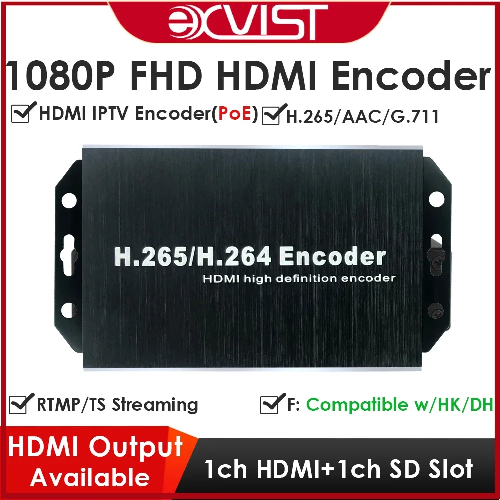 

H.265 1080P PoE HDMI Encoder 60FPS for Live Streaming | RTMP RTSP SRT ONVIF | IPTV YouTube Facebook Support | Storage Loopout