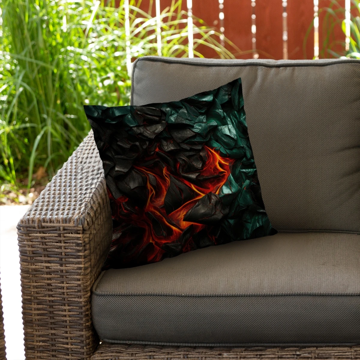 1pc 2D Flat (Pillow Not Included) Abstract Lava Rock Fire Texture Cushion Cover Short Plush Modern Art Decor Throw Pillow Case