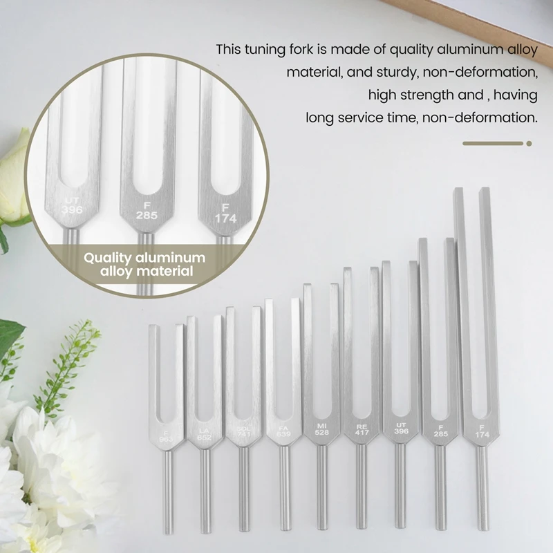 

Tuning Fork Tuning Forks Set 9Pcs 174/285/396/417/528/639/741/852/963Hz Tuning Fork,Sound Healing Tool Set for Healing