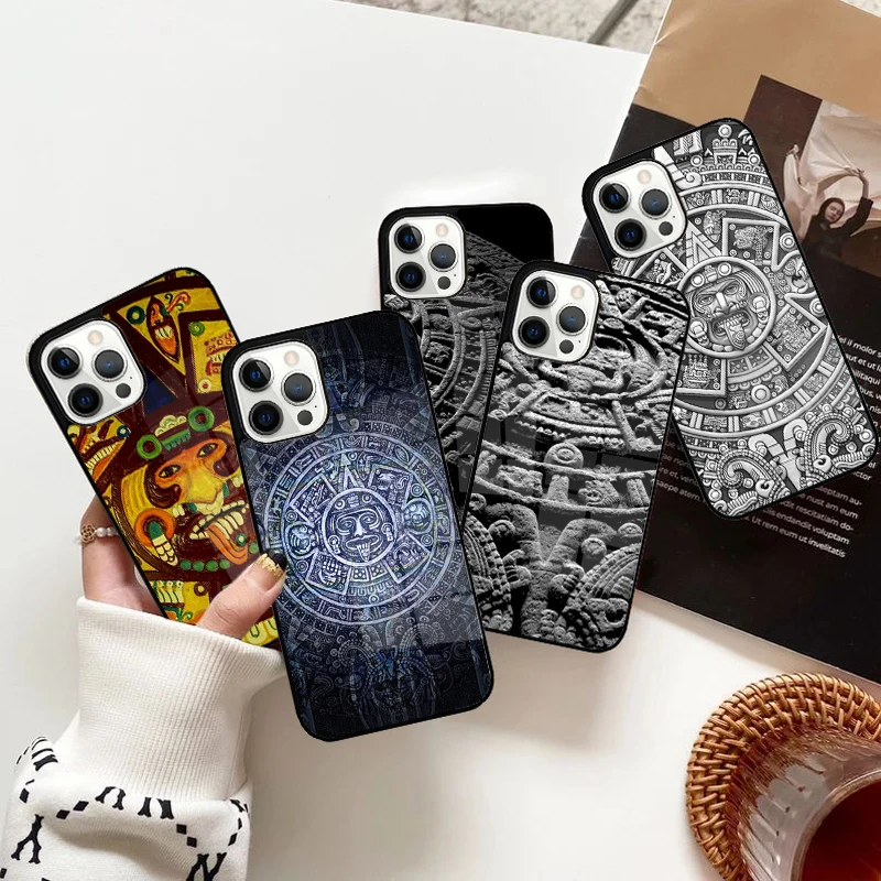 Mayan Calendar Wood Pattern Phone Case Strong Magnetic for iPhone 15 16 14 13 Pro Max 11 12 Mini Magsafe Wireless Charging Cover