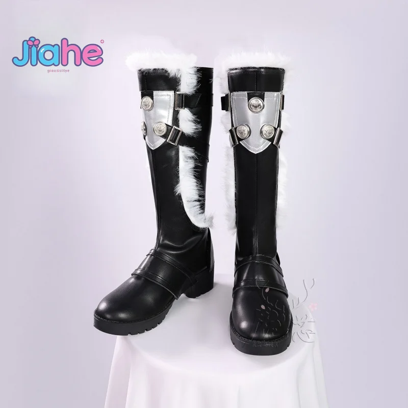 لعبة Wuthering موجات QIUYUAN تشيو يوان تأثيري أحذية هالوين كرنفال الرجال والنساء أحذية جلدية أنيقة عالية الكعب