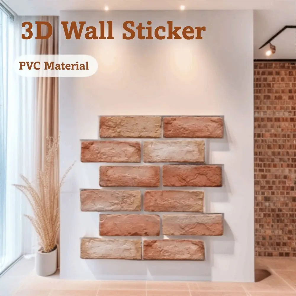 Waterproof 3D Imitation Brick Wall Stickers Lightweight PVC 30cmX30cm 3D Faux Brick Wall Panels Self-adhesive Moisture-proof